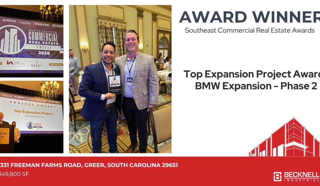 Becknell Industrial is proud to announce that our BMW Expansion Phase 2 project received the Top Expansion Project Award at the Integrated Media Publishing Southeast Commercial Real Estate Awards.